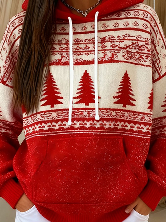 Women's Casual Christmas Nativity Print Long Sleeve Hooded Sweatshirt