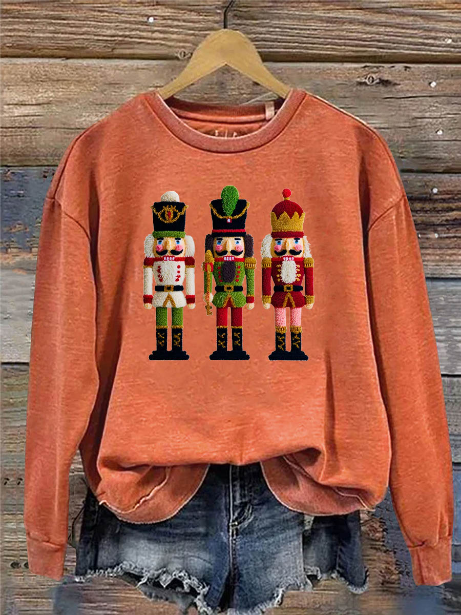 Women's Christmas Nutcracker 3D Knitting Crochet Pattern Neck Sweatshirt