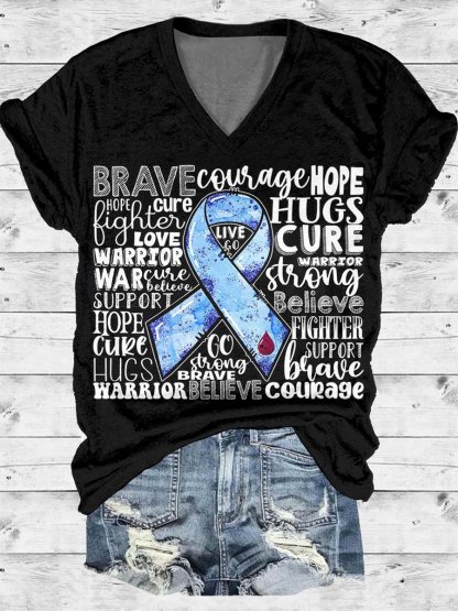 Women's Casual Diabetes Awareness Printed Short Sleeve T-Shirt