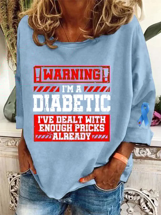 Women's Diabetes Awareness Month Pricks Print Sweatshirt