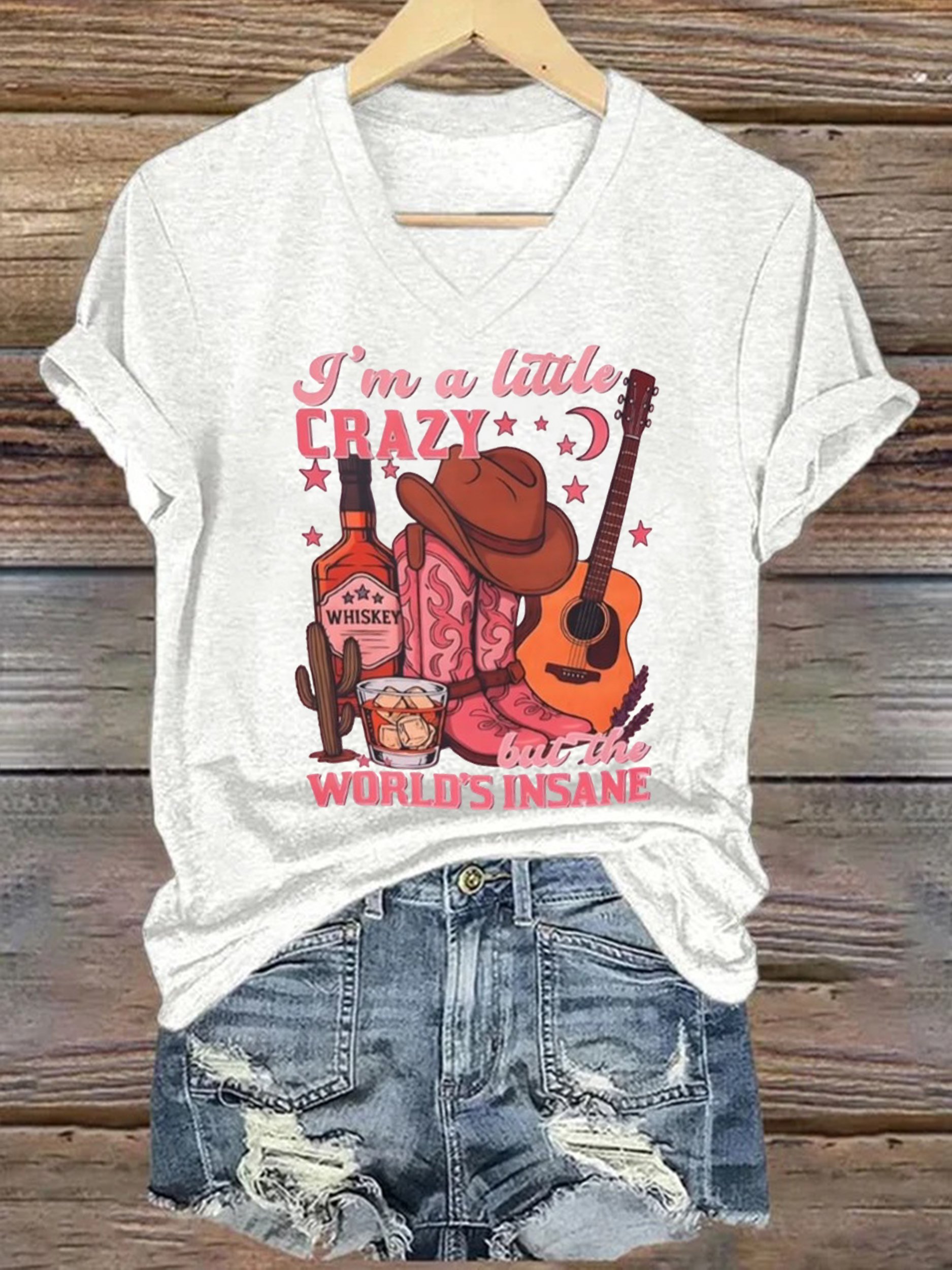Women's I'm A Little Crazy Printed Short-Sleeved T-Shirt