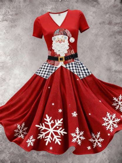 Women's Christmas Santa Claus Art Print Casual Dress