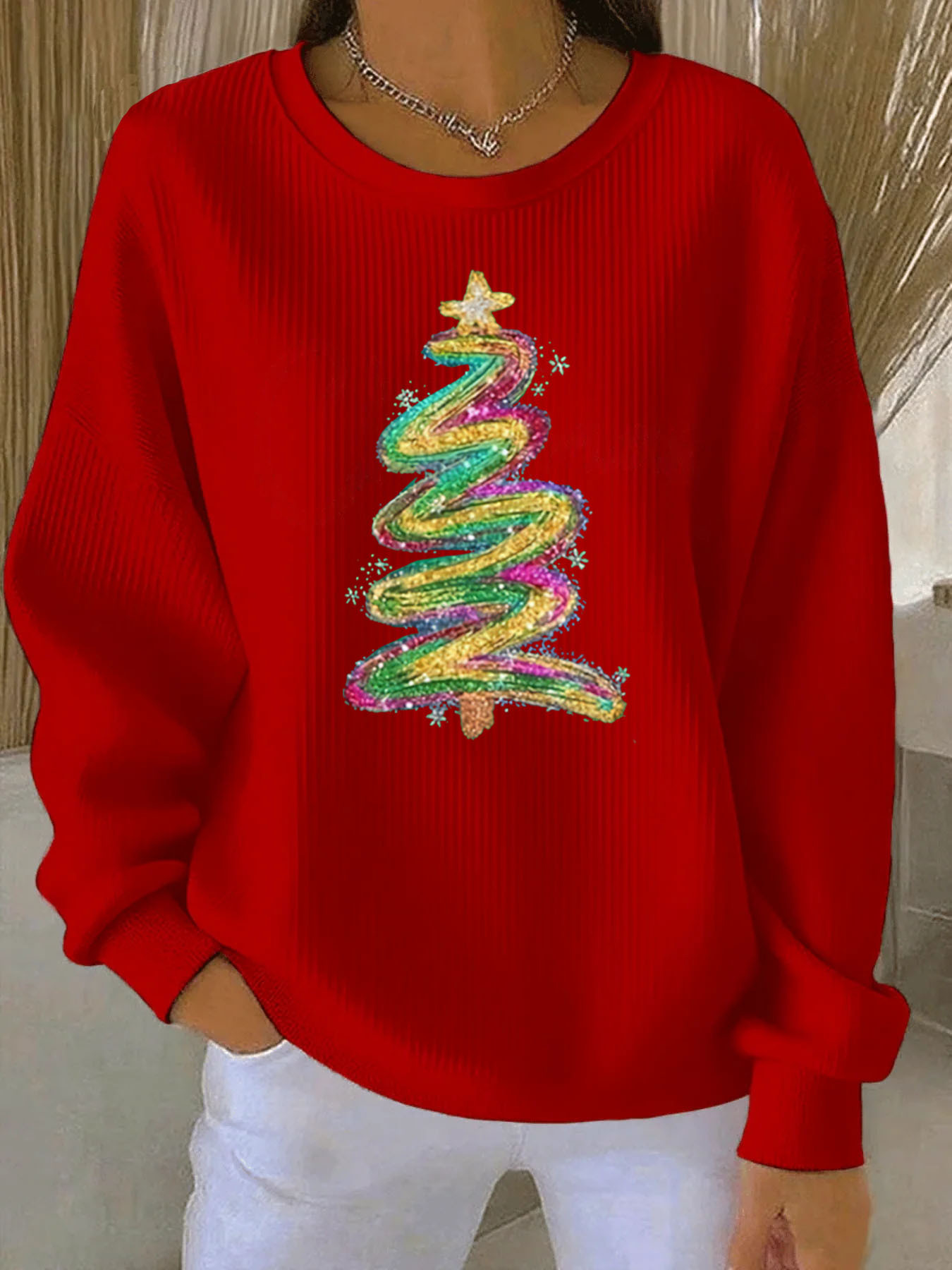 Women's Christmas Tree Pattern  Sweatshirt