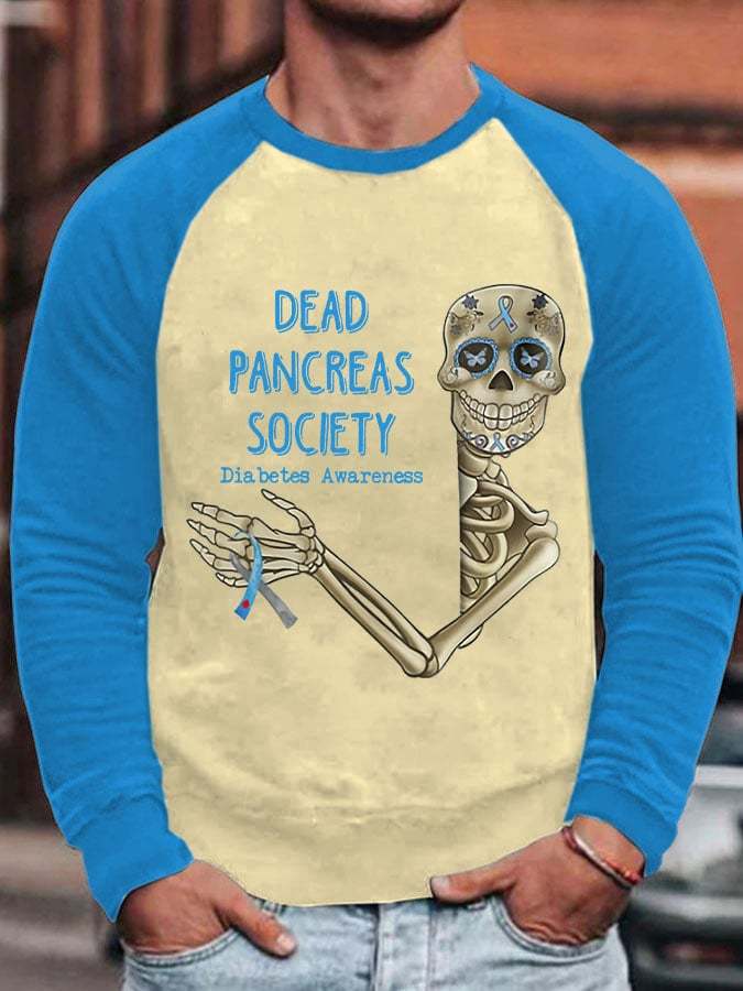 Men's Dead Pancreas Society Diabetes Awareness Print Casual Sweatshirt