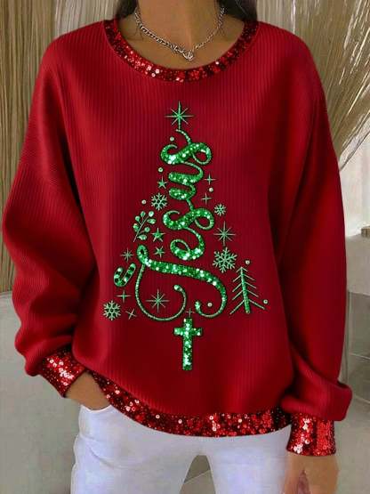 Women's Christmas Cross Print Casual Sweatshirt
