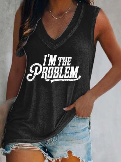 Women's I'M The Problem Western Country Music Print Casual Vest
