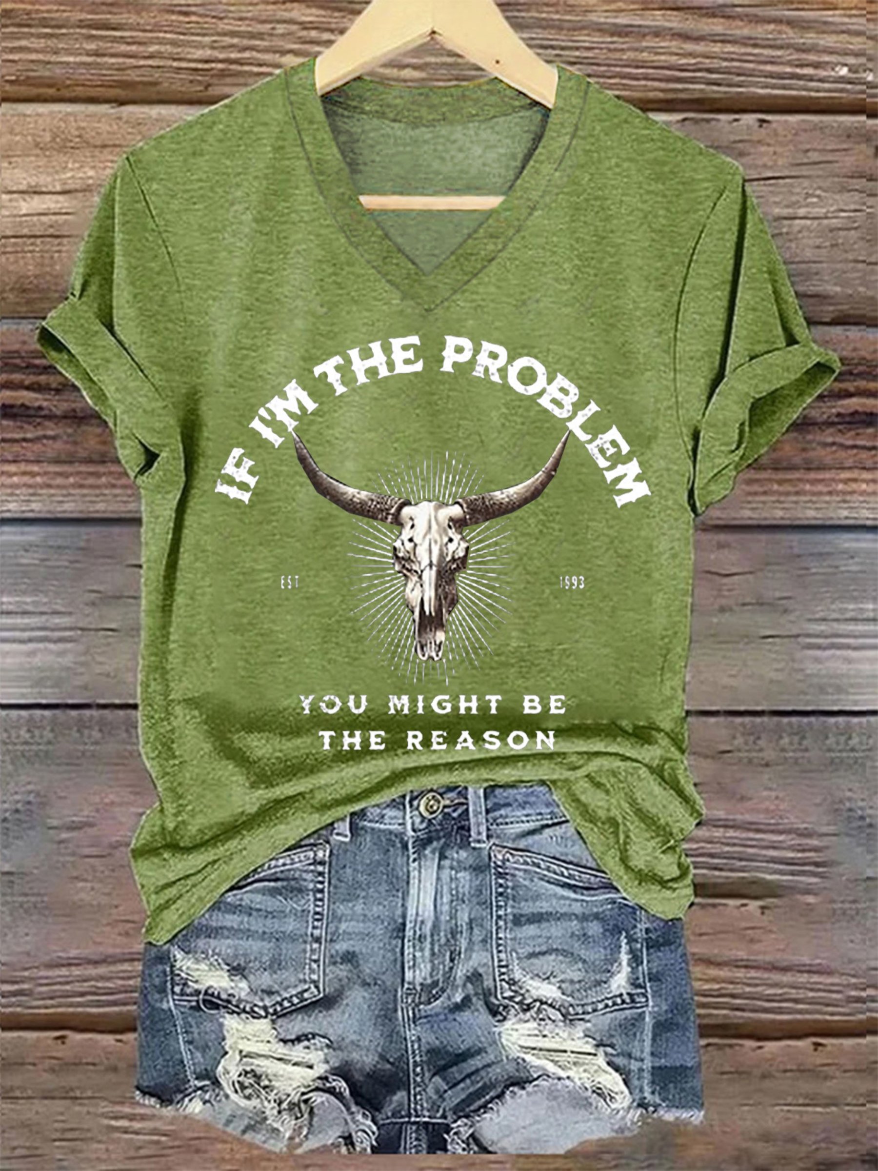 Women's  If I'm The Problem Maybe You're The Reason Printed Short-Sleeved T-Shirt