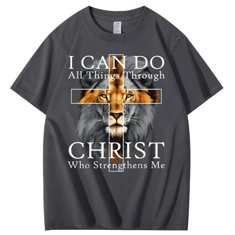 I Can Do All Things Through Christ Who Strengthens Me Pattern Print T-Shirt