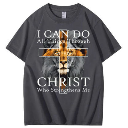 I Can Do All Things Through Christ Who Strengthens Me Pattern Print T-Shirt