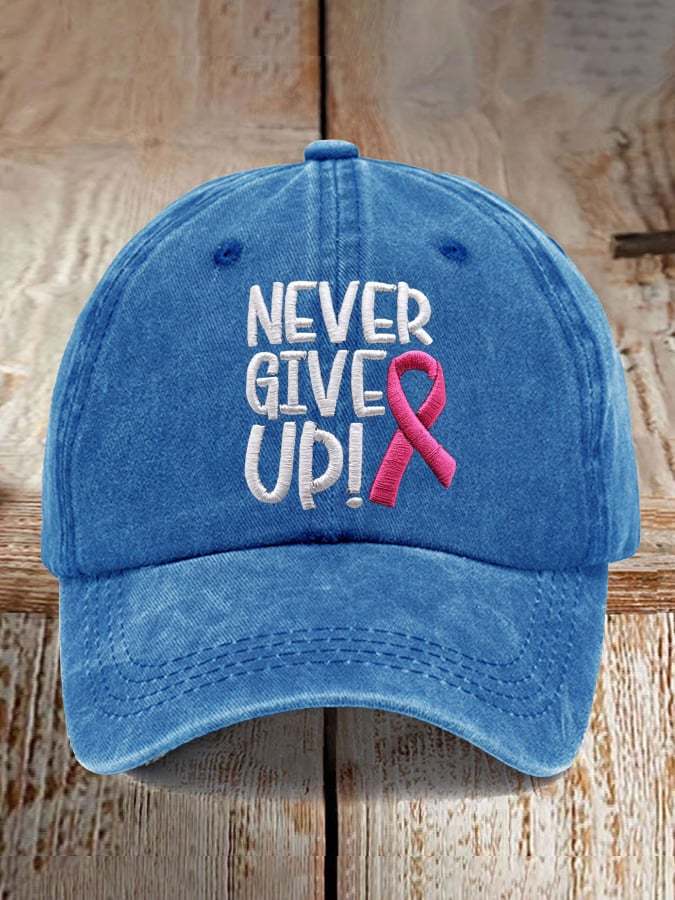 🩷Nobody Fights Alone🩷Never Give Up Pink Ribbon Breast Cancer Awareness Print Baseball Cap