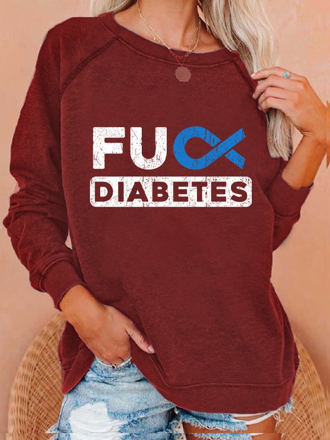Women's Diabetes Awareness FUCK Diabetes Sweatshirt