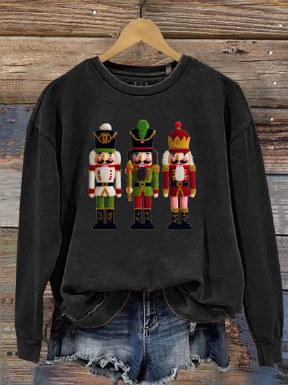Women's Christmas Nutcracker 3D Knitting Crochet Pattern Neck Sweatshirt