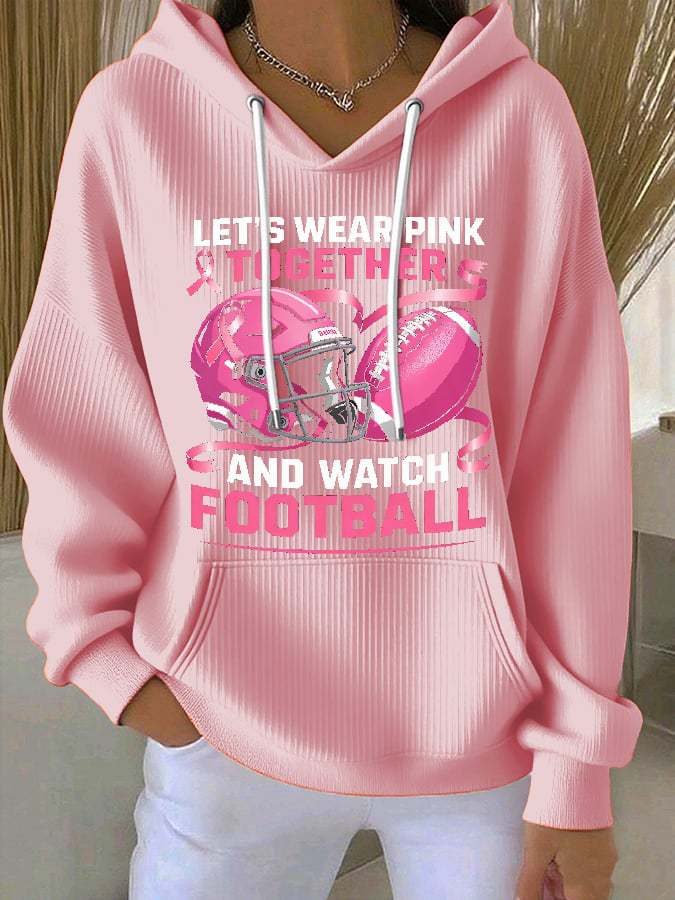 Women's Casual Breast Cancer Awareness Rugby Hoodie