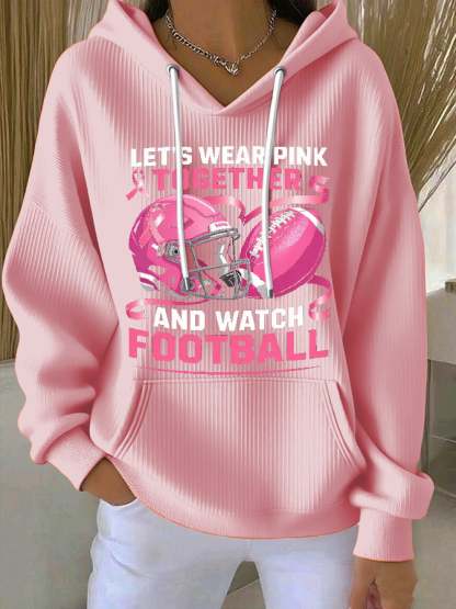 Women's Casual Breast Cancer Awareness Rugby Hoodie