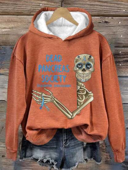 Women'S Retro Dead Pancreas Society Diabetes Awareness Printed Hoodie