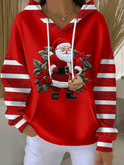 Women's Santa Claus Print Casual Hooded Sweatshirt