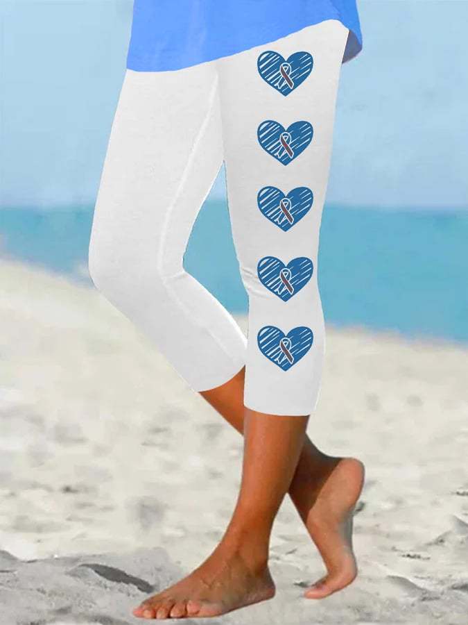 Women's Diabetic Blue Ribbon Casual Leggings