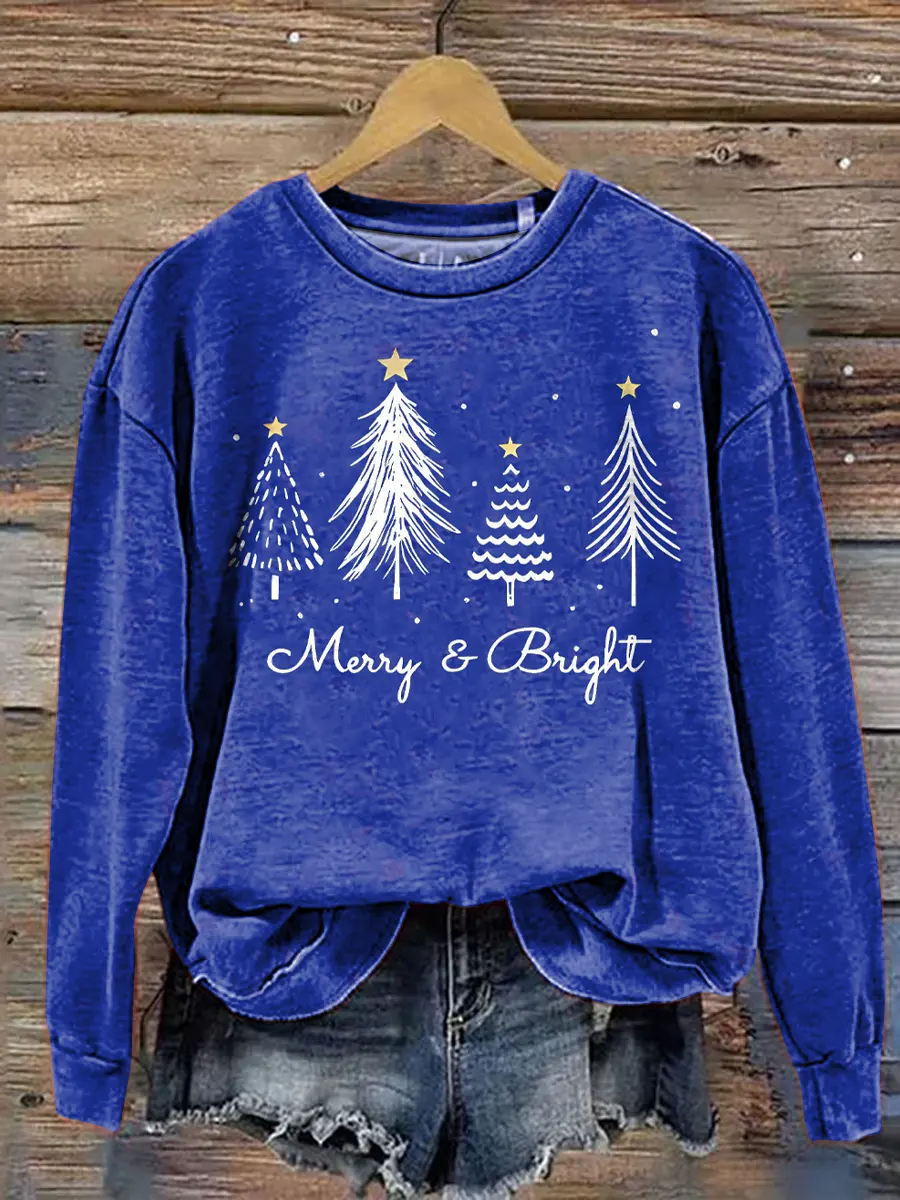 Christmas Tree Pattern Art Print Casual Sweatshirt