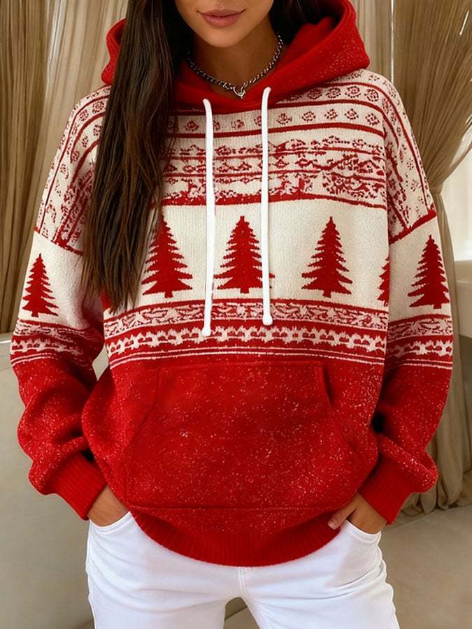 Women's Casual Christmas Nativity Print Long Sleeve Hooded Sweatshirt