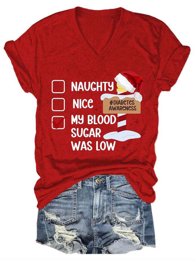 Women's Casual Diabetes Awareness Printed Short Sleeve T-Shirt