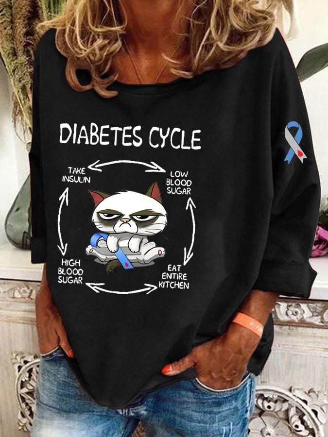 Women's Diabetes Circle Awareness Print T-Shirt