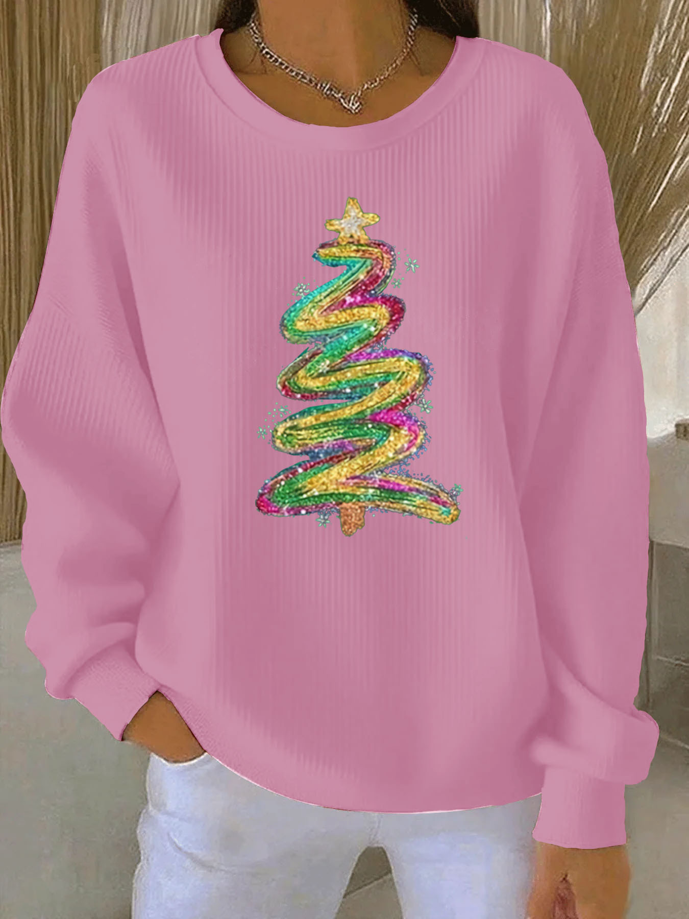 Women's Christmas Tree Pattern  Sweatshirt