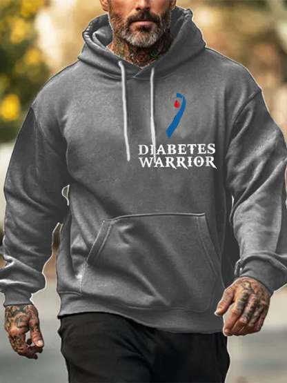 Men's Funny Diabetes Awareness Warrior Casual Hoodie