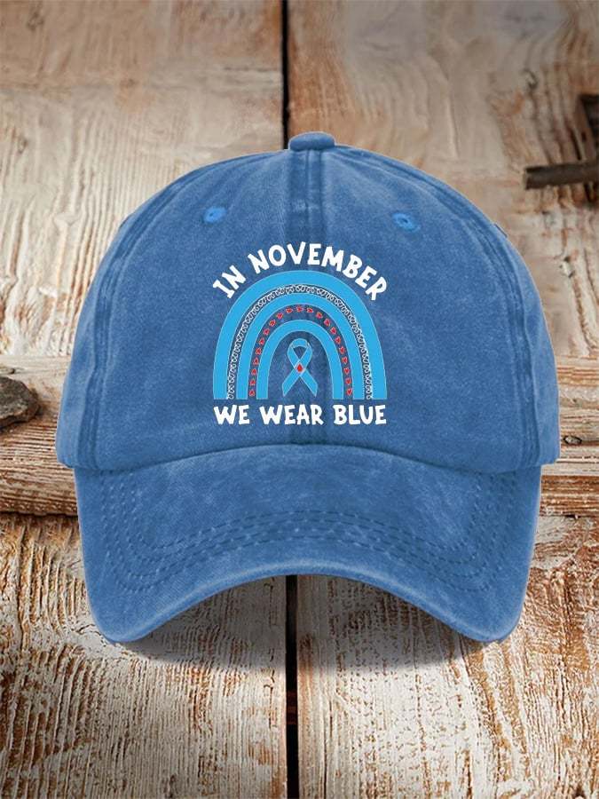 Diabetes Awareness In November We Wear Blue Print Baseball Cap