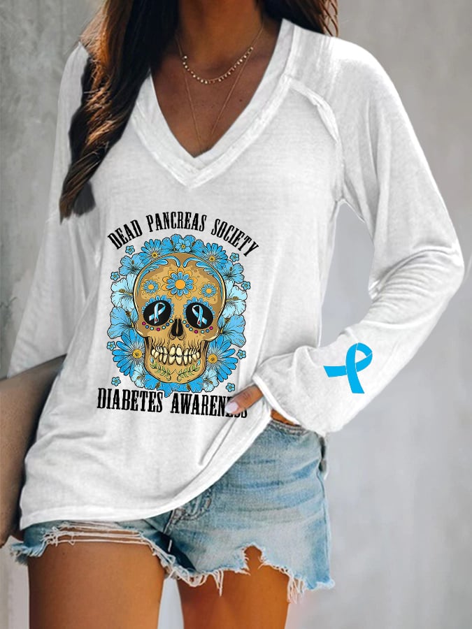 Women's Dead Pancreas Society Diabetes Awareness Printed T-Shirt