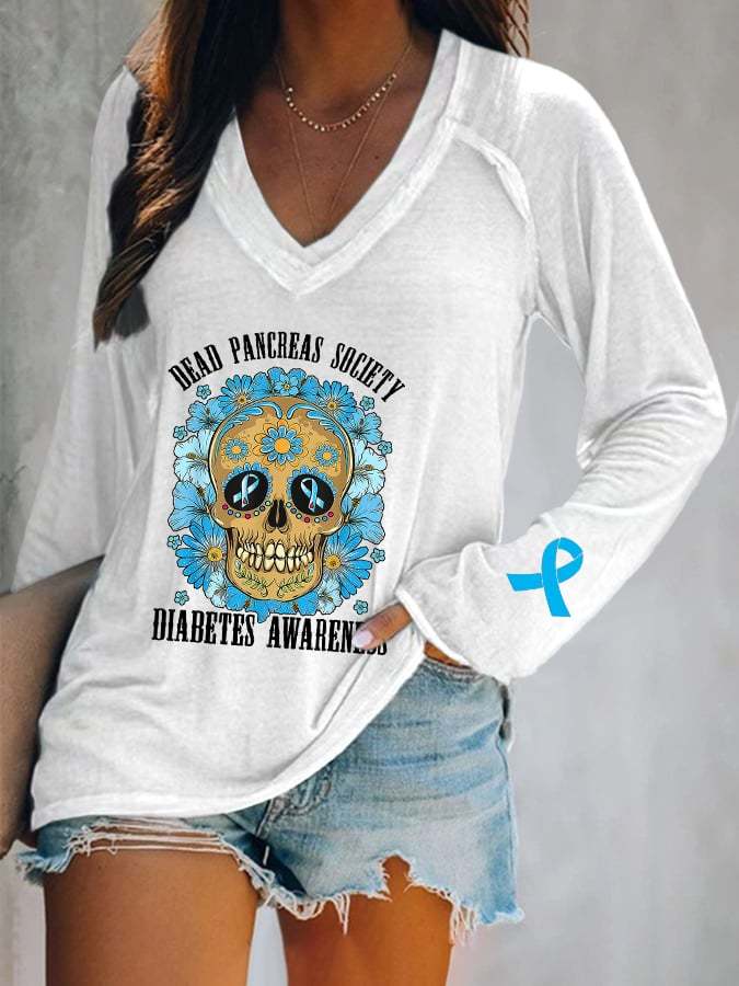Women's Dead Pancreas Society Diabetes Awareness Printed T-Shirt