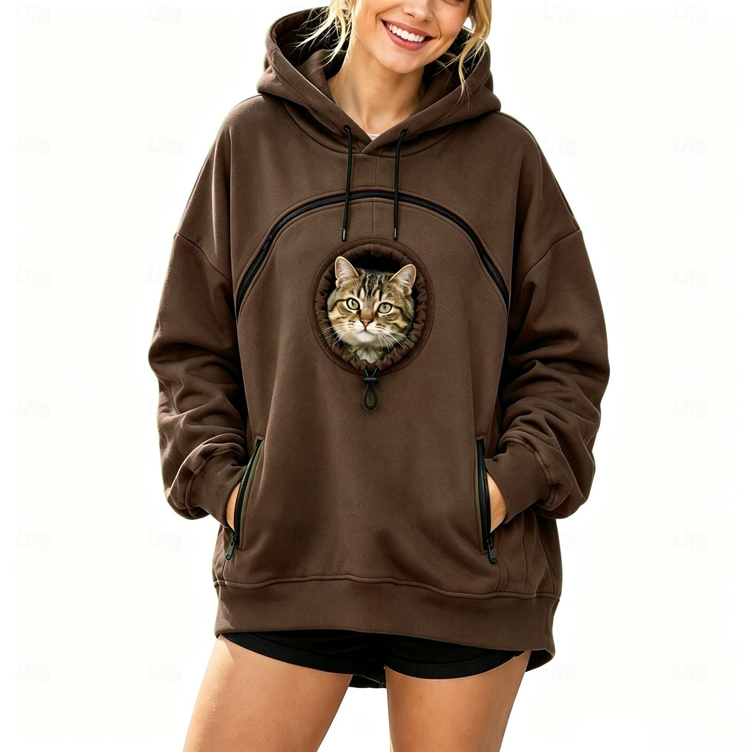 Christmas Bonding Pouch Hoodie Pet Lover Gifts Small Pet Carrier Cat Dog Cute Cozy for Women