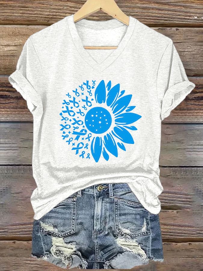 Women's Diabetes Awareness Print Casual T-shirt