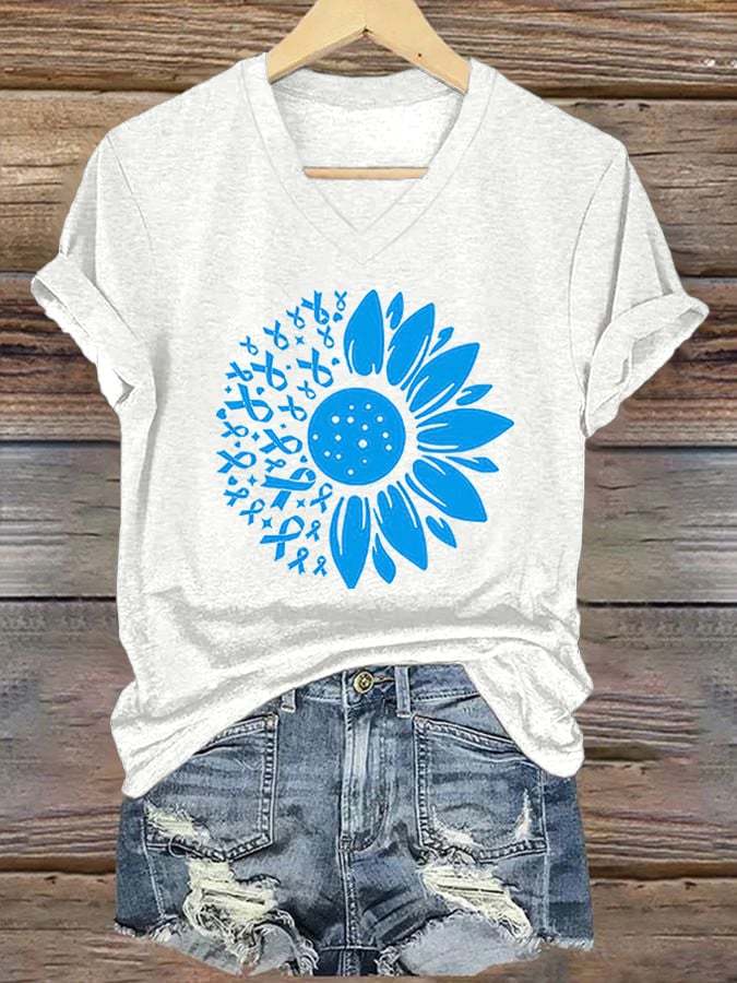 Women's Diabetes Awareness Print Casual T-shirt