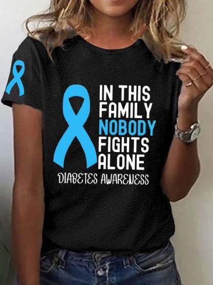 Women's Diabetes Awareness Print T-Shirt