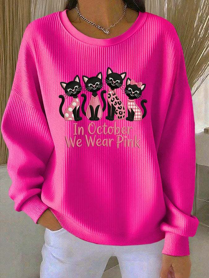 Women'S Adenocarcinoma Print Casual Knit Top