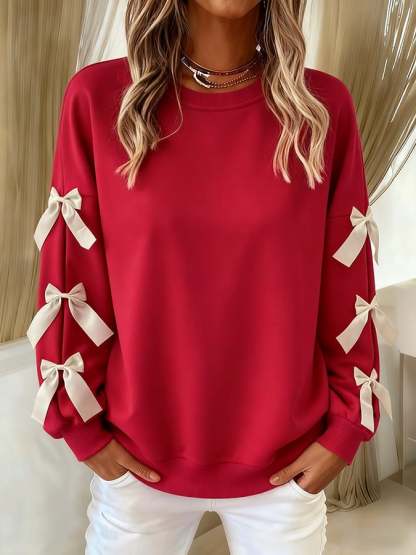Women's casual Christmas bow sweatshirt