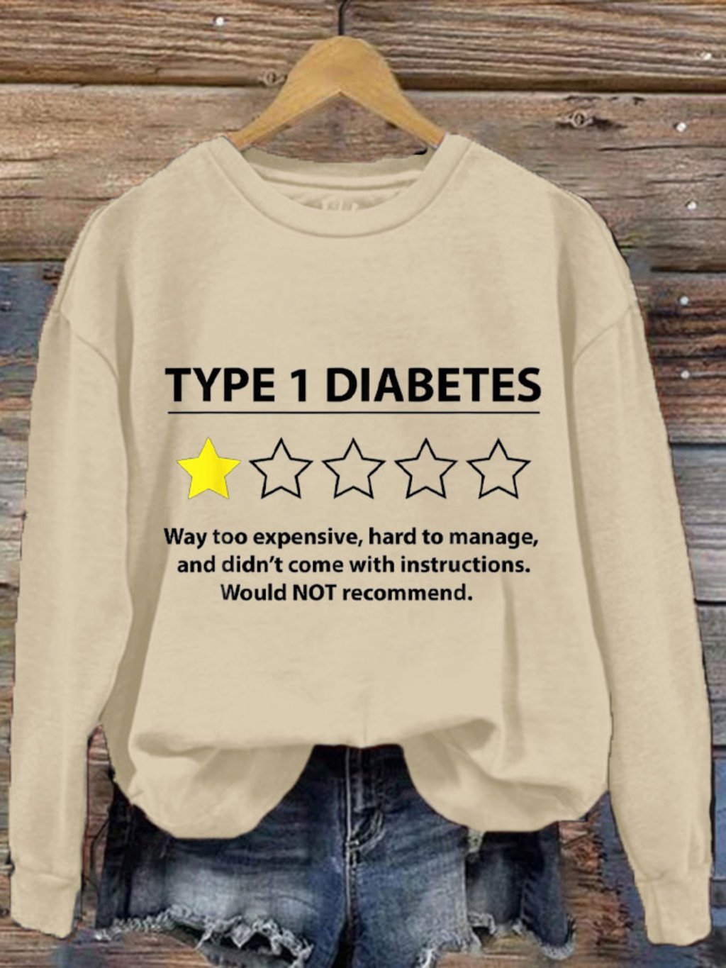 Women's Funny Type1 Diabetes Awareness Printed Sweatshirt