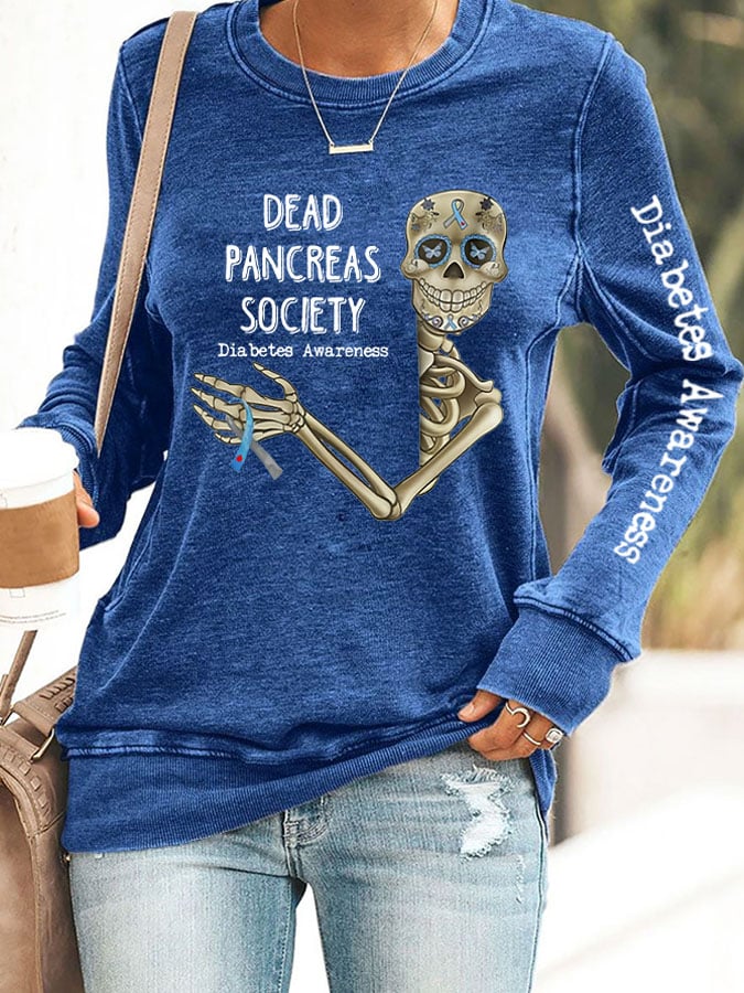 Retro Diabetes Awareness Dead Pancreas Society Print Sweatshirt