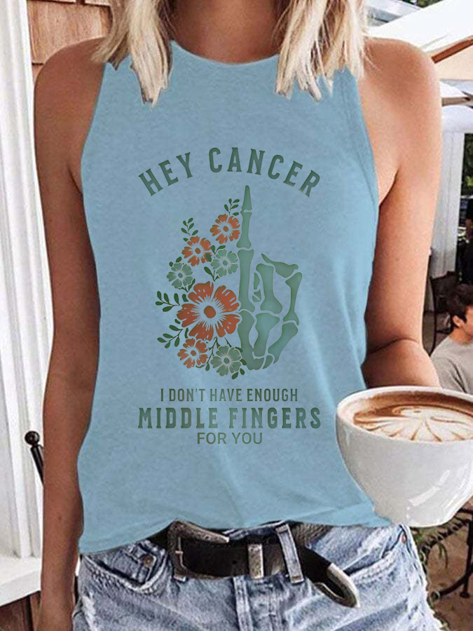 Women'S Hey Cancer Fuck You,Not Enough Middle Fingers Based Print Vest