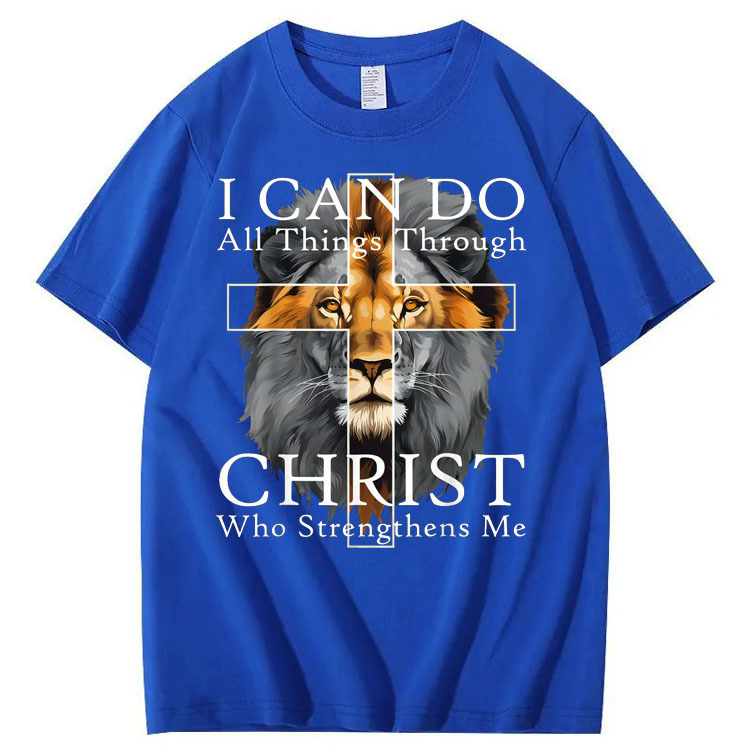 I Can Do All Things Through Christ Who Strengthens Me Pattern Print T-Shirt