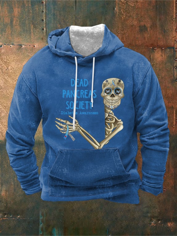 Men's Dead Pancreas Society Diabetes Awareness Print Hoodie