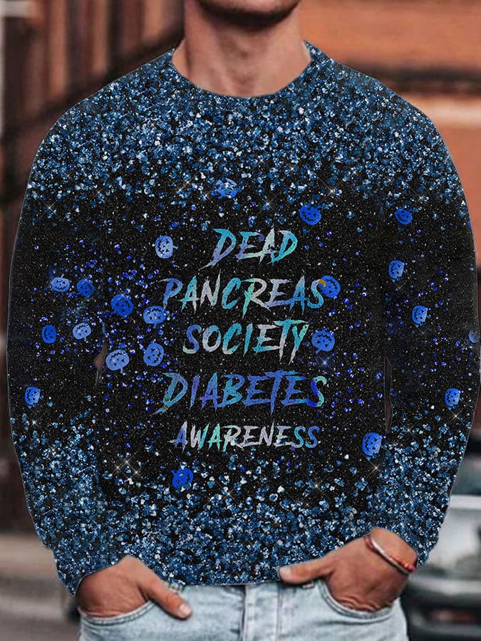 Men's Dead Pancreas Society Diabetes Awareness Print Casual Sweatshirt