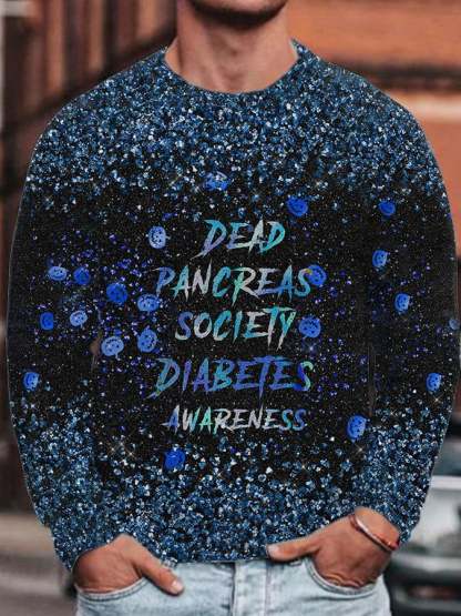 Men's Dead Pancreas Society Diabetes Awareness Print Casual Sweatshirt