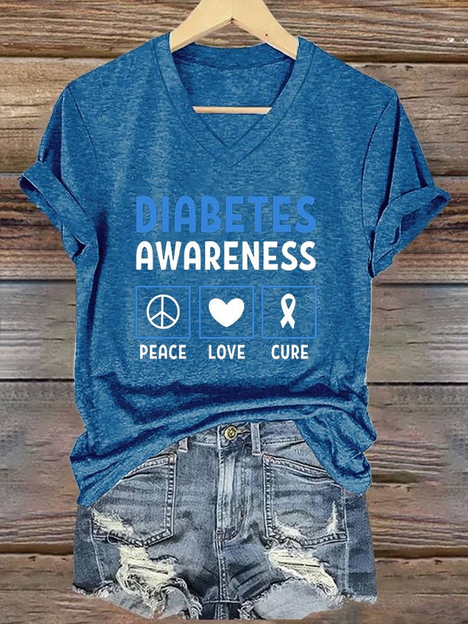 Women's Diabetes Awareness Print T-Shirt