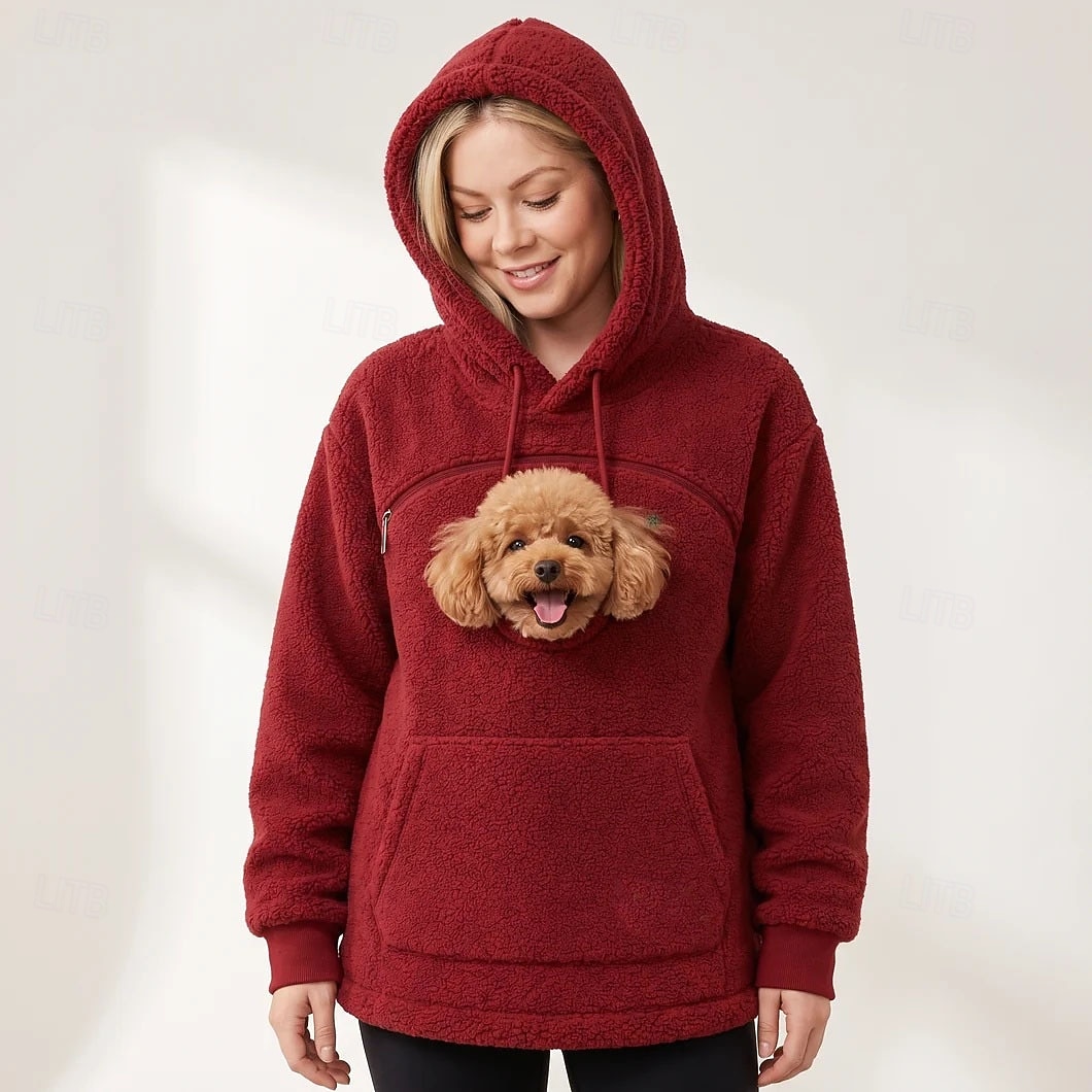 Christmas Bonding Pouch Hoodie Pet Lover Gifts Small Pet Carrier Cat Dog Cute Fleece Cozy for Women