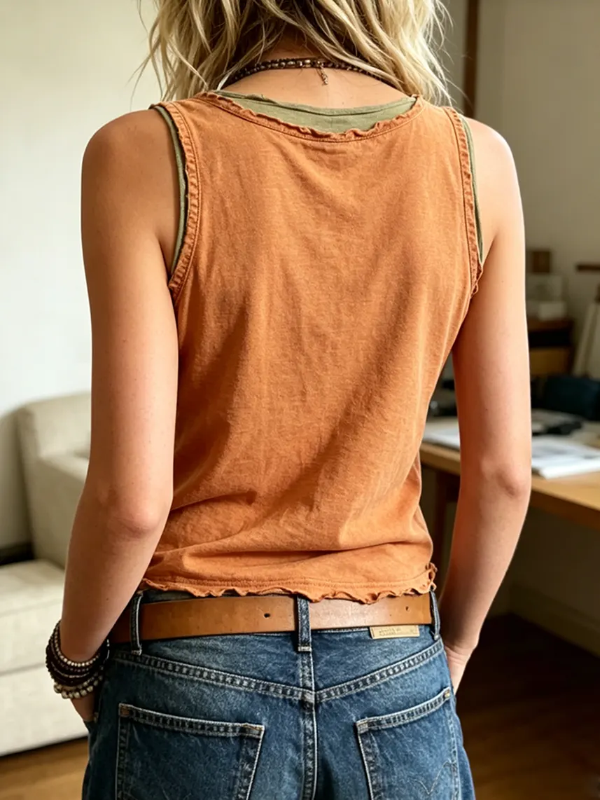 Women's Sleeveless Tank Top With Pockets (two-piece Style)