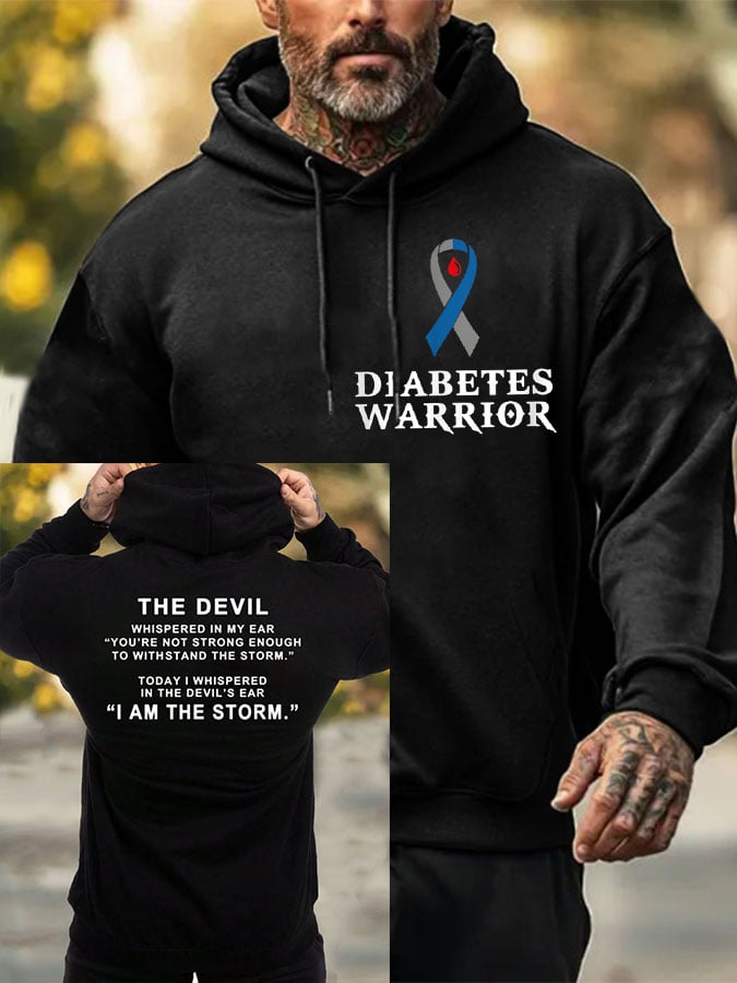 Men's Funny Diabetes Awareness Warrior Casual Hoodie