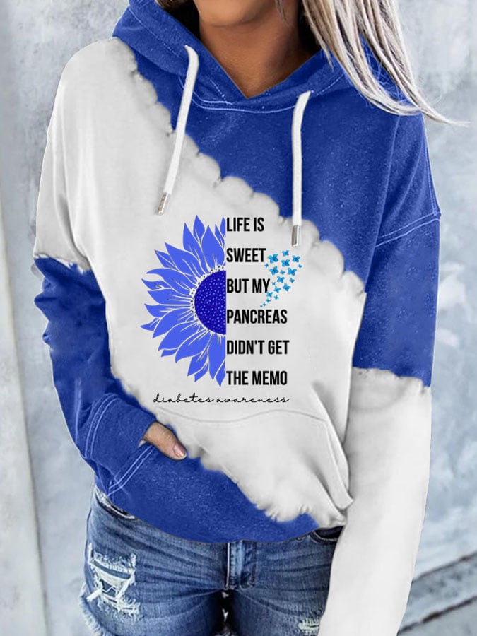 Women's Life Is Sweet But My Pancreas Didn't Get The Memo Print Hoodie