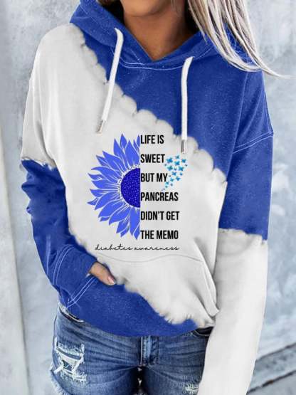 Women's Life Is Sweet But My Pancreas Didn't Get The Memo Print Hoodie
