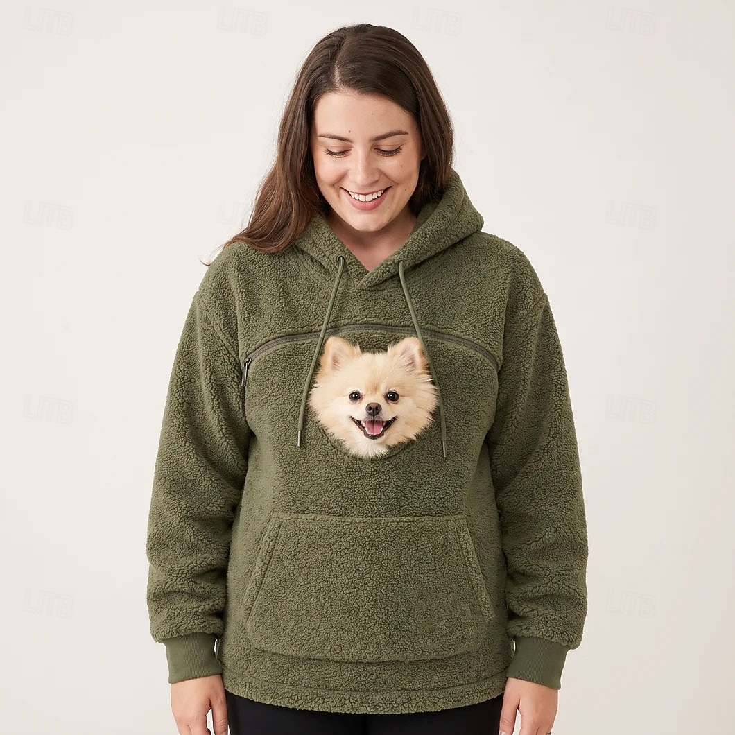 Christmas Bonding Pouch Hoodie Pet Lover Gifts Small Pet Carrier Cat Dog Cute Fleece Cozy for Women